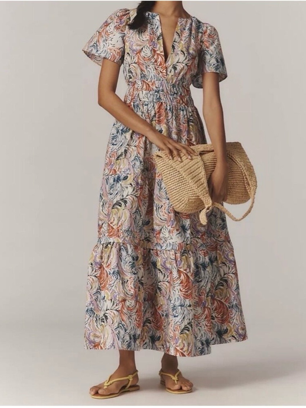 🧡💜 NWOT! Anthropologie The Somerset Maxi Dress - Painterly Floral sz. M